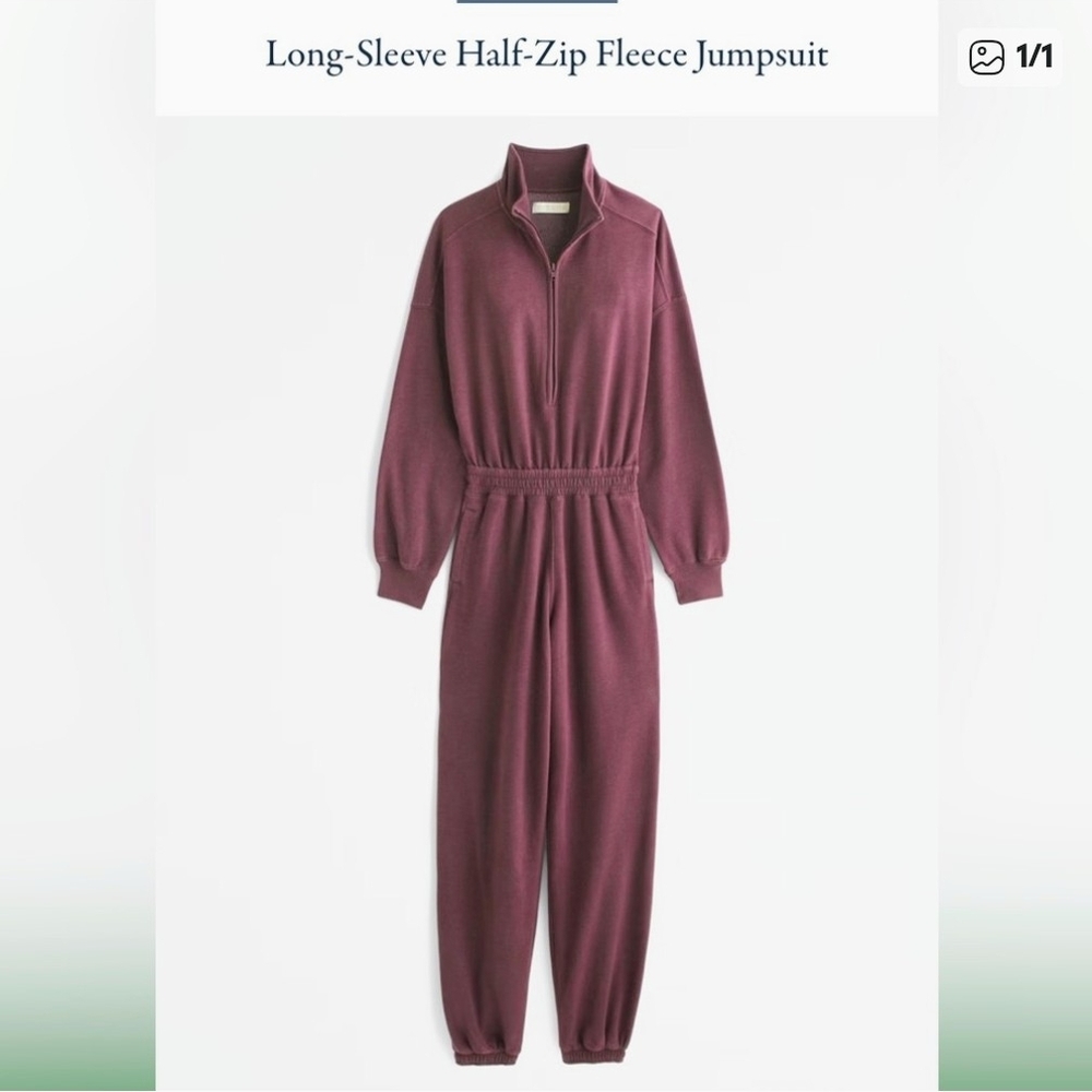 A&F The Lounge Collection Long-sleeve, Half-zip Jumpsuit